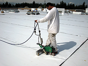 LA Fitness New Roof - Welding Seams In Progress